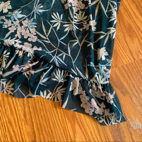 Emerald Floral Mesh Gown Half Slip Dress Size Medium Sleeveless Midi Maxi Dress - Picture 13 of 13